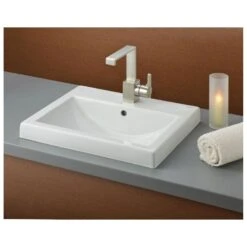 Camilla Semi-Recessed Basin Sink With Single Faucet Drilling - White