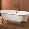 Regal Double Ended Cast Iron Clawfoot Tub - Continuous Roll Rim - No Faucet Drillings