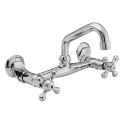 Wall Mount Utility Sink Faucet With Adjustable Centers - Chrome