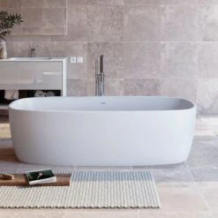 Coletta 71 Inch Freestanding Double Ended Solid Surface Bathtub