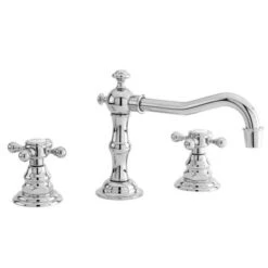 Widespread Bathroom Sink Faucet With Metal Cross Handles