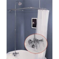 *Limited Quantity Available* Tub Filler And Clawfoot Tub Shower Enclosure With Metal Shower Head