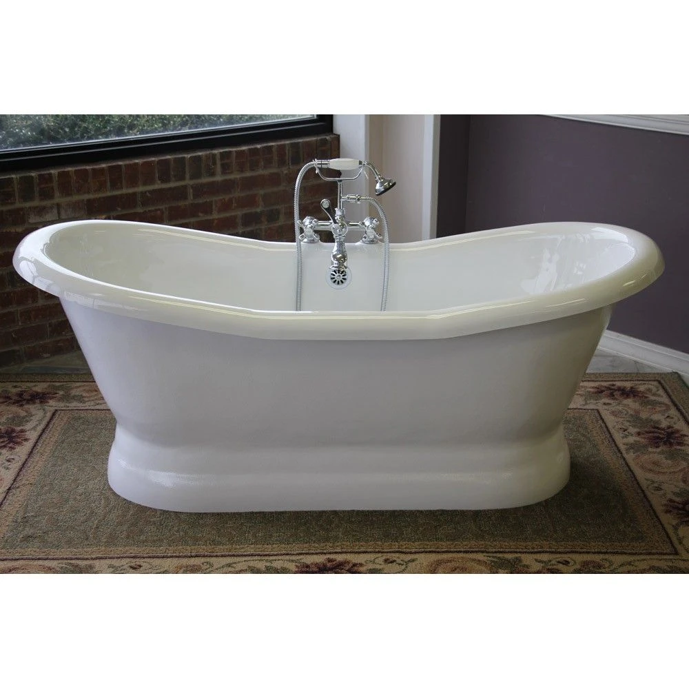Empress Acrylic Double Slipper Pedestal Tub - Rim Faucet Drillings