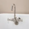Clawfoot Tub Wall Mount Gooseneck Faucet With Porcelain Lever Handles For Riser Connection