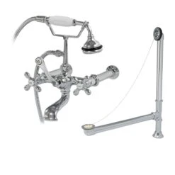 Bathroom Wall Mount English Telephone Clawfoot Tub Faucet Complete Set