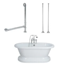 Mansfield 60 Inch Acrylic Double Ended Pedestal Tub Package - White / Chrome Fixtures