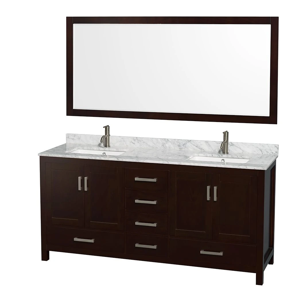 Sheffield 72 In Double Square Sink Vanity Set