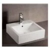 Isabella Collection Square Wall Mount Sink With Overflow - Single Faucet Drilling - White