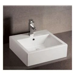 Isabella Collection Square Wall Mount Sink With Overflow - Single Faucet Drilling - White