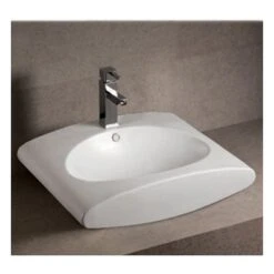 Isabella Collection Rectangular Vessel Sink With Integrated Oval Bowl - White