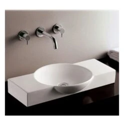 Isabella Collection Rectangular Vessel Sink With Integrated Round Bowl - White