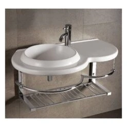 Isabella Collection Large Wall Mount Basin With Integrated Round Bowl - White
