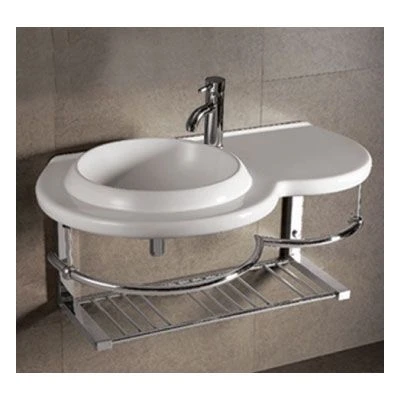 Isabella Collection Large Wall Mount Basin With Integrated Round Bowl - White