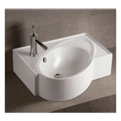 Isabella Collection Rectangular Above Mount Basin With Integrated Oval Bowl - Single Faucet Hole - White