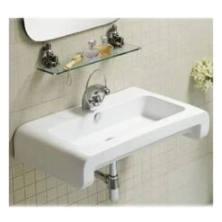 Isabella Collection Rectangular Wall Mount Basin With Overflow - Single Faucet Hole - White