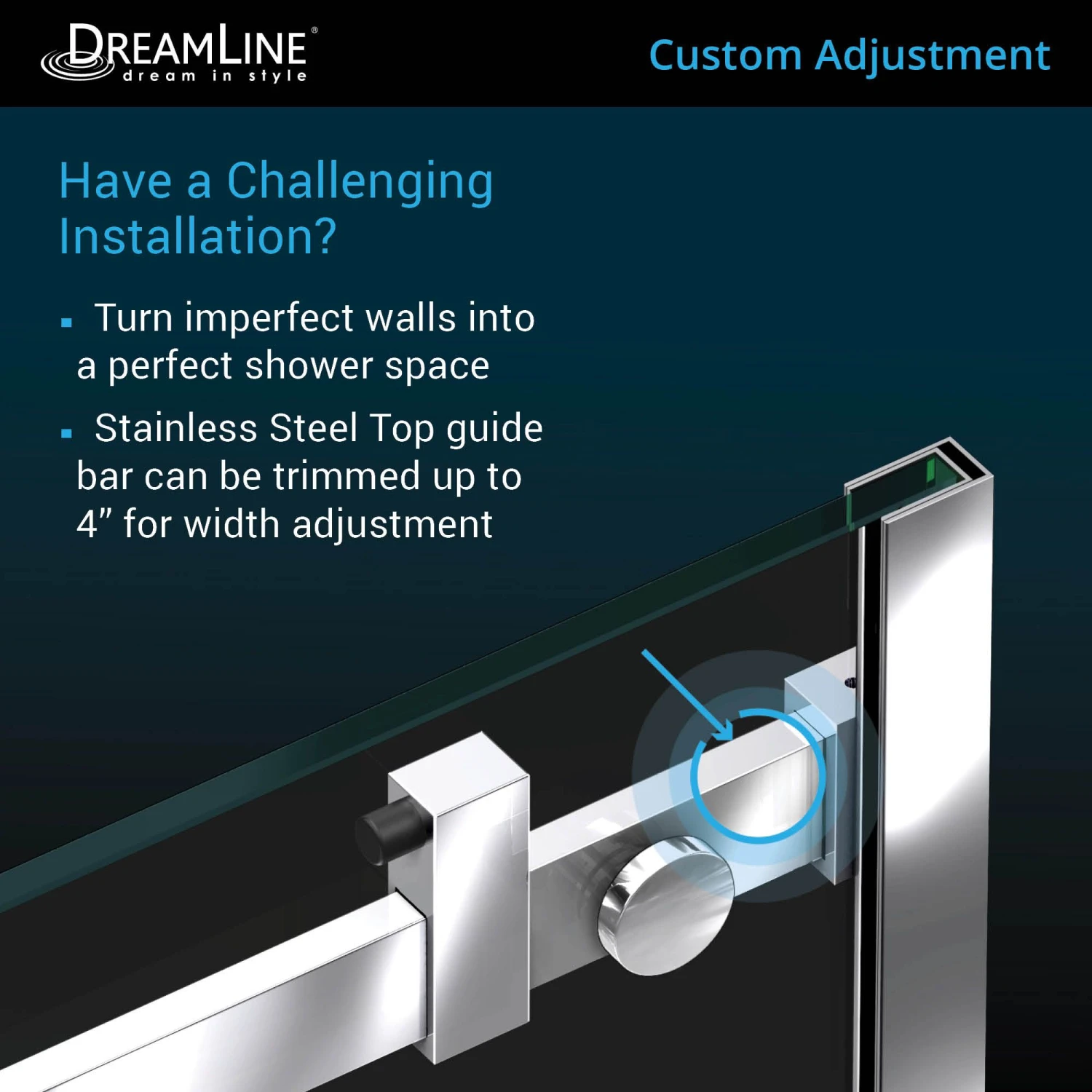 DreamLine Enigma Air 56-60 In. W X 62 In. H Frameless Sliding Tub Door - Image 12