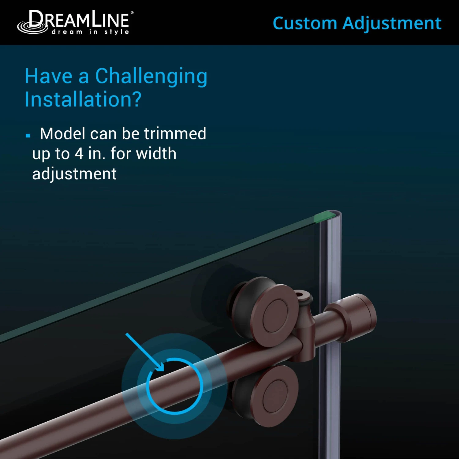 DreamLine Enigma-XO 34-1/2 Inch D X 50 - 54 Inch W X 76 Inch H Frameless Sliding Shower Enclosure - Image 8