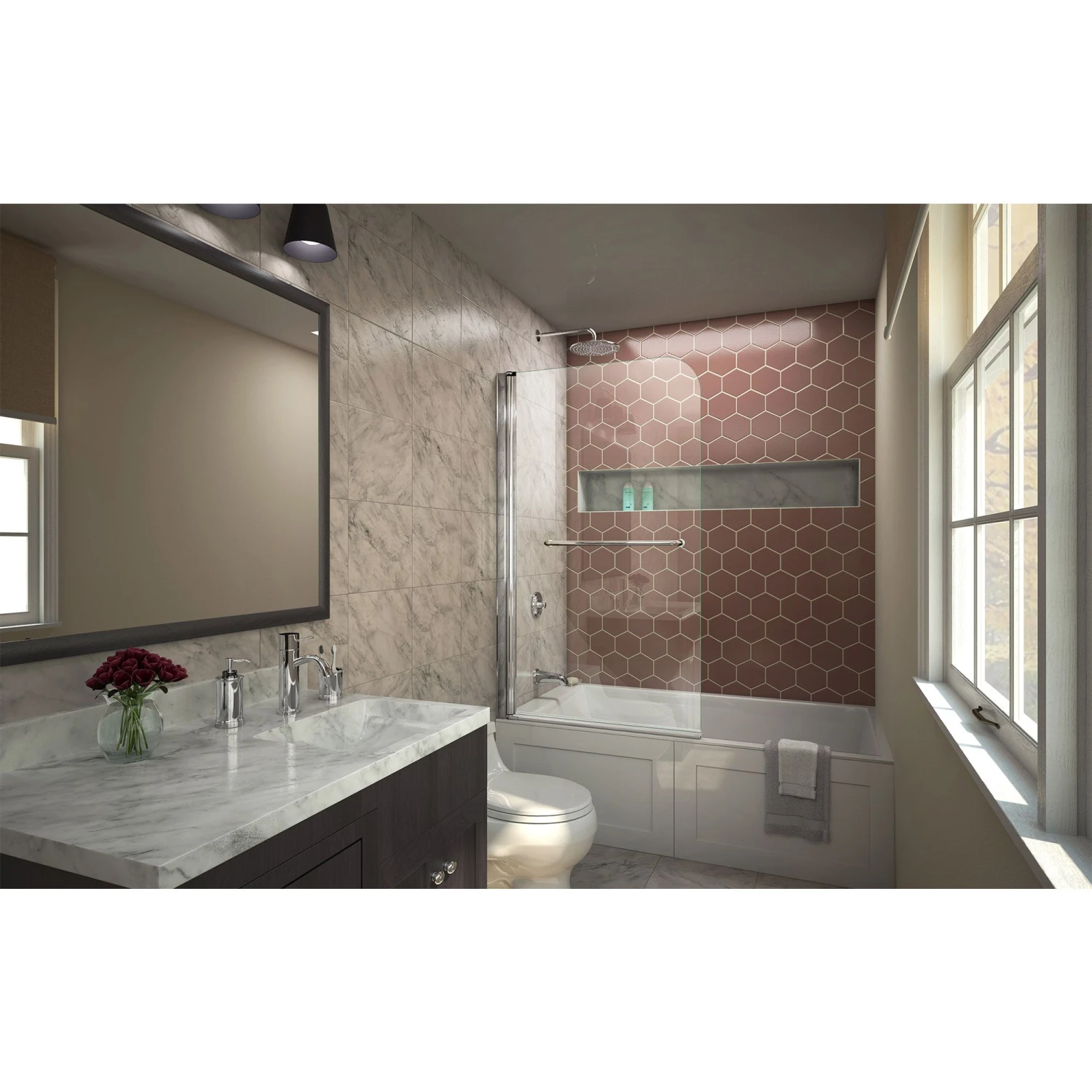 DreamLine Aqua Swing 34 In. W X 58 In. H Frameless Tub Door - Chrome - Image 2