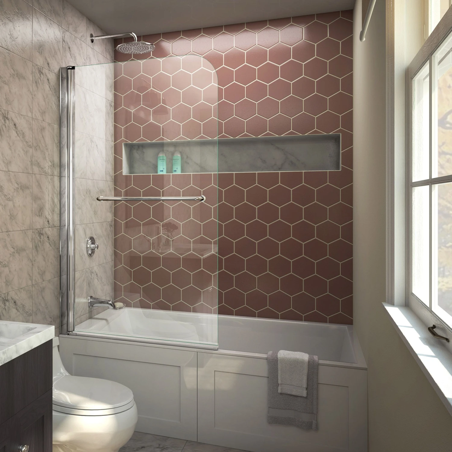 DreamLine Aqua Swing 34 In. W X 58 In. H Frameless Tub Door - Chrome