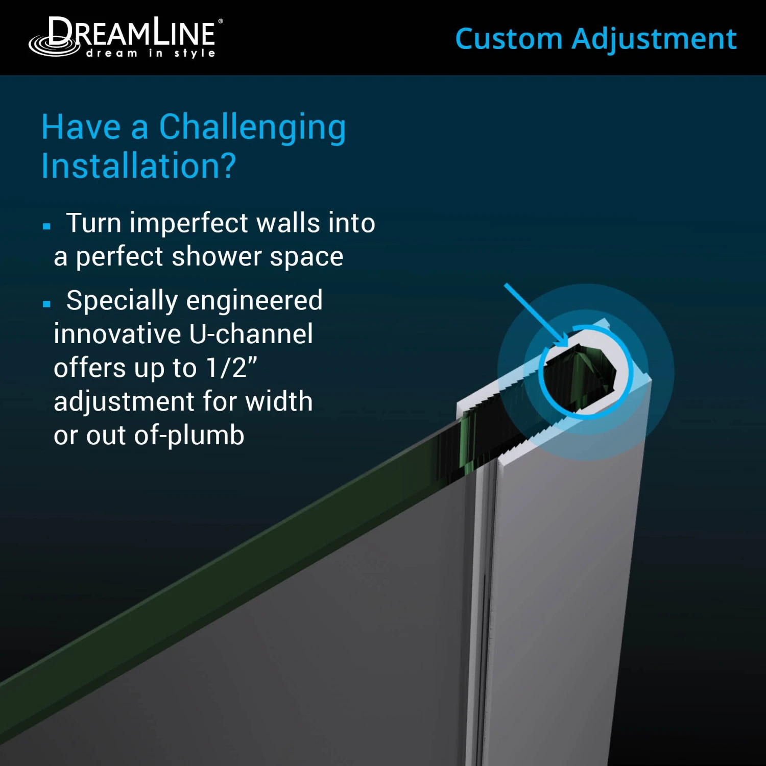 DreamLine Unidoor Plus 49 1/2 In. W X 30 3/8 In. D X 72 In. H Frameless Hinged Shower Enclosure - Image 7