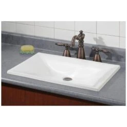 Estoril Drop In Basin Sink - No Faucet Drillings - White
