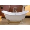 Regency Cast Iron Double Slipper Clawfoot Tub - Rim Faucet Drillings - Smooth Feet