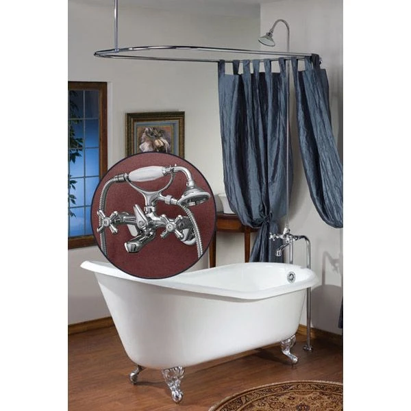 Clawfoot Tub Faucet With 24 X 42 Shower Enclosure And Cross Handles