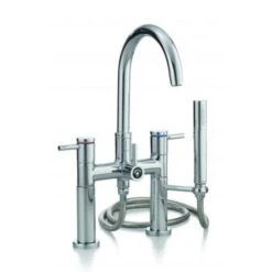 Contemporary Deck Mount High Spout Clawfoot Tub Faucet With Handshower