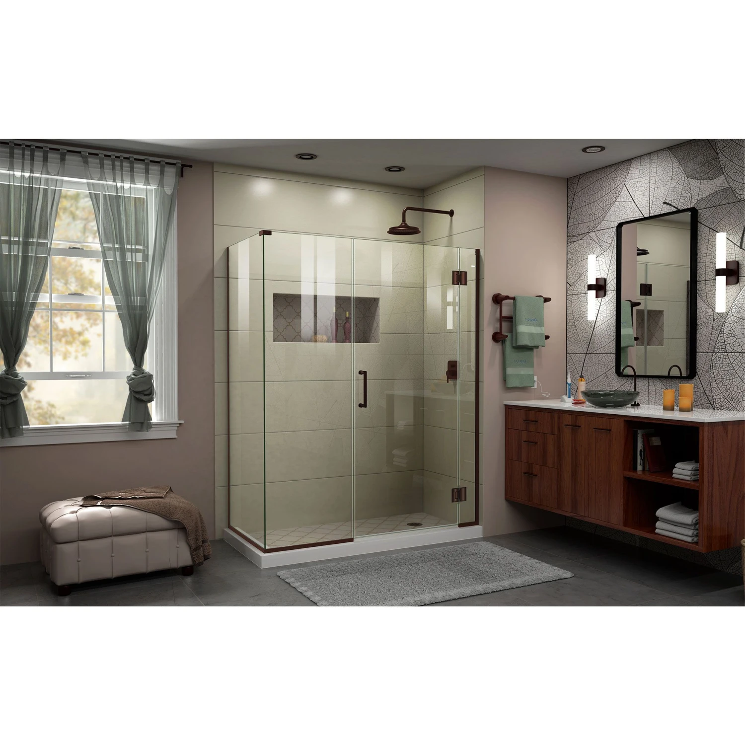 DreamLine Unidoor-X 52 Inch W X 34-3/8 Inch D X 72 Inch H Frameless Hinged Shower Enclosure - Image 14