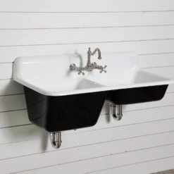 47 Inch Cast Iron High Back Double Bowl Farmhouse Kitchen Sink