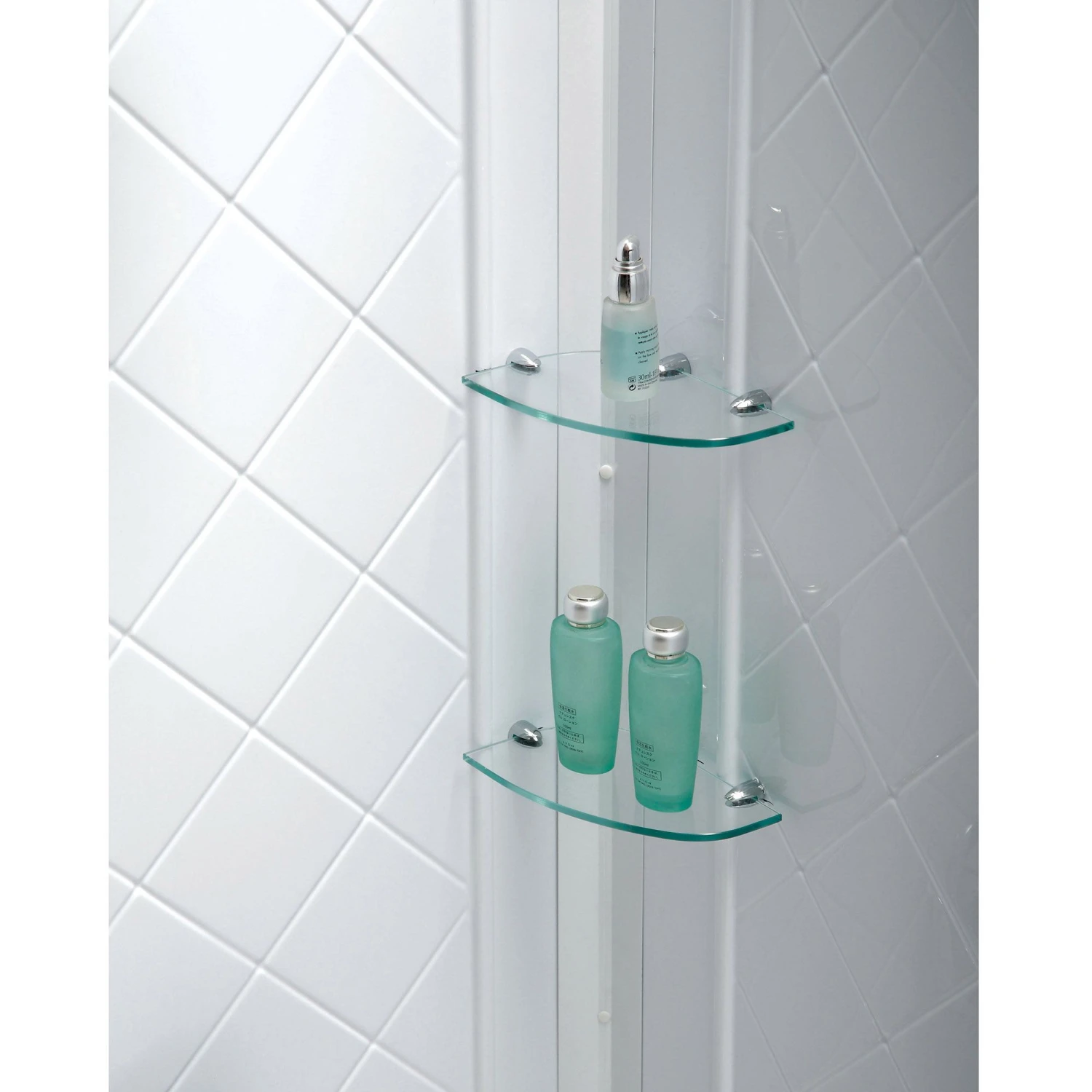DreamLine 32 Inch D X 48 Inch W X 76-3/4 Inch H Center Drain Acrylic Shower Base And QWALL 5 Backwall Kit In White - Image 3