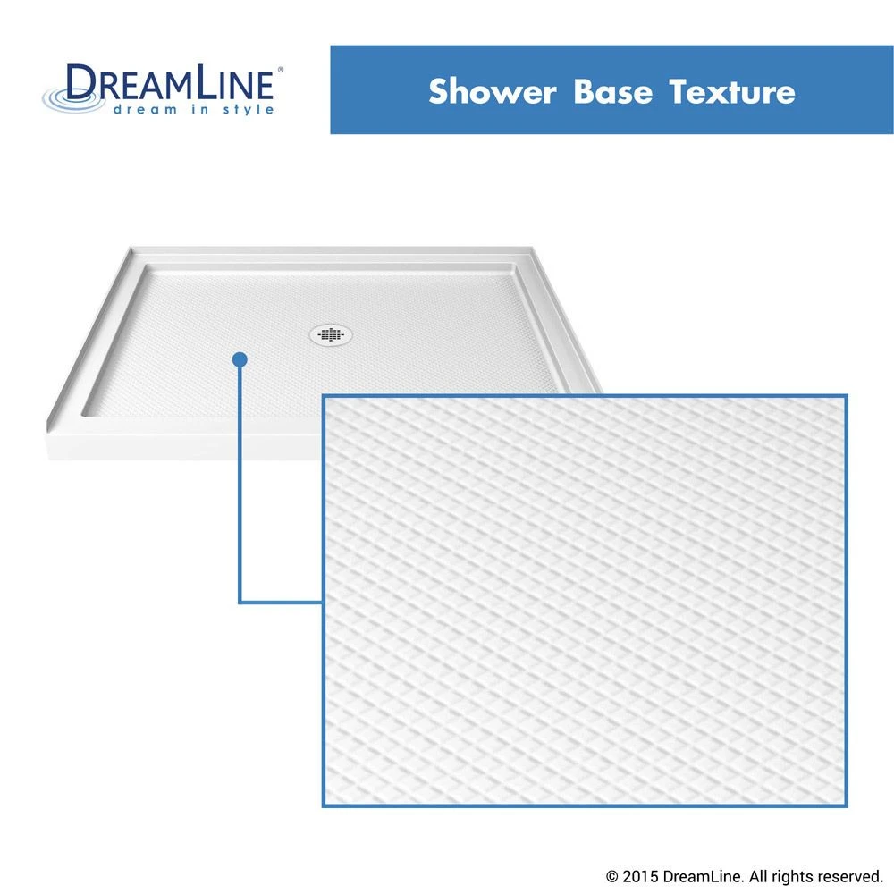 DreamLine 32 Inch D X 48 Inch W X 76-3/4 Inch H Center Drain Acrylic Shower Base And QWALL 5 Backwall Kit In White - Image 7