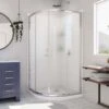 DreamLine Prime 33 Inch X 76-3/4 Inch Semi Frameless Frosted Glass Sliding Shower Enclosure