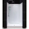 DreamLine 36 Inch D X 48 Inch W X 76-3/4 Inch H Center Drain Acrylic Shower Base And QWALL 5 Backwall Kit In White