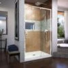 DreamLine Flex 36 Inch D X 48 Inch W X 74-3/4 Inch H Semi-Frameless Pivot Shower Door With Center Drain Shower Base