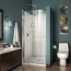 DreamLine Aqua Fold 32 Inch D X 32 Inch W X 76-3/4 Inch H Frameless Bi Fold Shower Door In Chrome With White Base And Backwall Kit