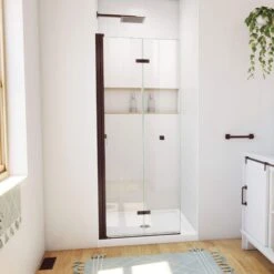 DreamLine Aqua-Q Fold 36 Inch D X 36 Inch W X 74-3/4 Inch H Frameless Bi-Fold Shower Door With SlimLine Shower Base Kit