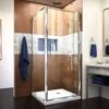 DreamLine Flex 32 Inch D X 32 Inch W X 74-3/4 Inch H Semi-Frameless Pivot Shower Enclosure With Corner Drain Shower Base