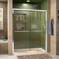 DreamLine Duet 36 Inch D X 60 Inch W X 74-3/4 Inch H Semi-Frameless Bypass Shower Door With Shower Base