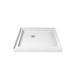DreamLine SlimLine 32 Inch D X 32 Inch W X 2-3/4 Inch H Corner Drain Double Threshold Shower Base