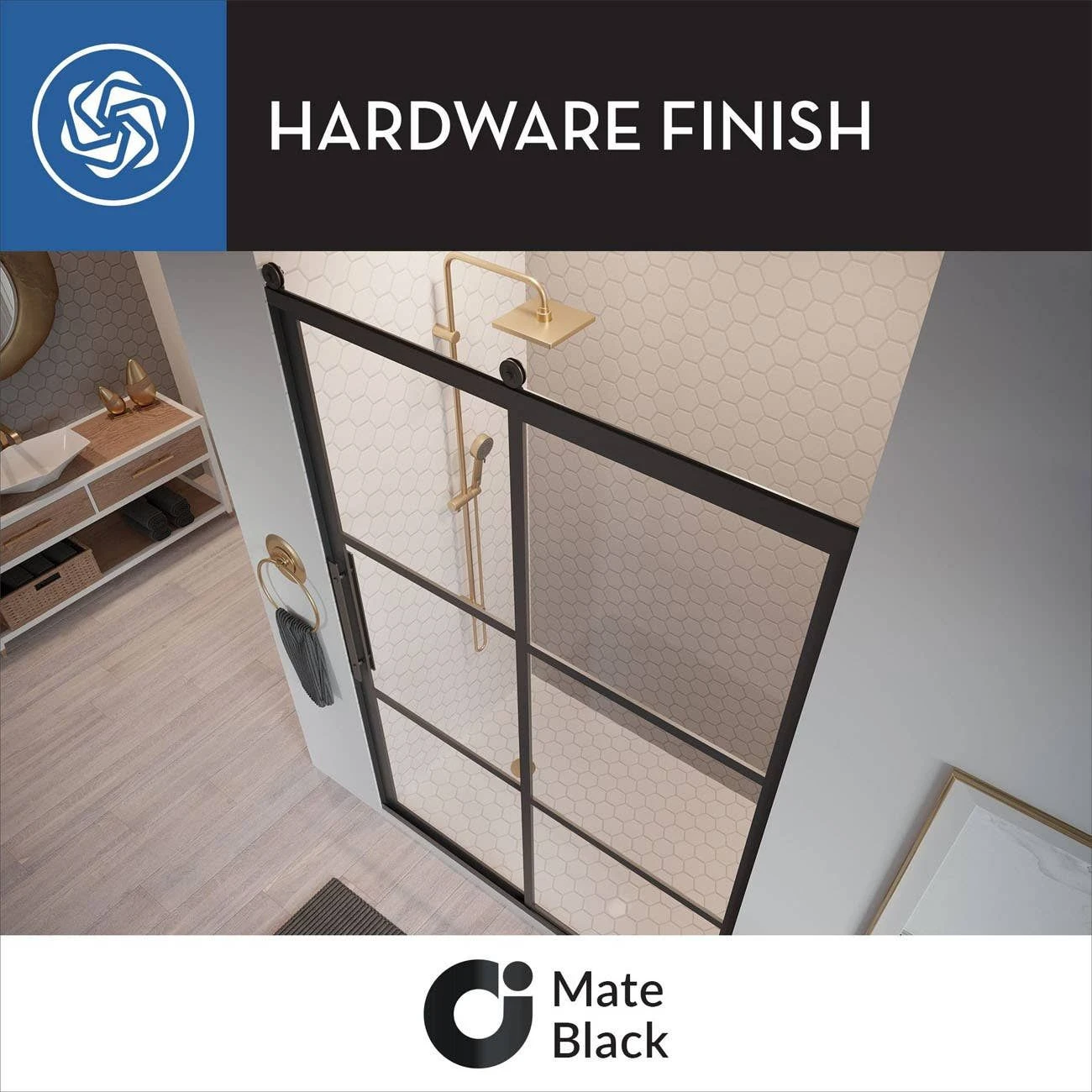 Legend 43-1/2 In. To 45 In. X 66 In. Framed Hinged Swing Shower Door With Inline Panel In Matte Black With Clear Glass - Image 7