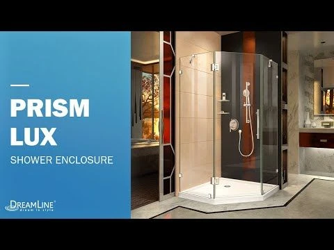 DreamLine Prism Lux 34-5/16 Inch X 72 Inch Fully Frameless Neo-Angle Hinged Shower Enclosure - Image 3