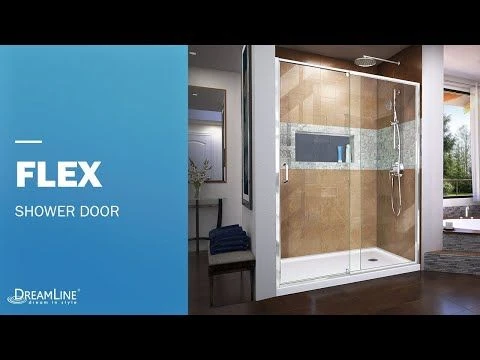 DreamLine Flex 36 Inch D X 60 Inch W X 76-3/4 Inch H Semi-Frameless Shower Door With Center Drain Shower Base And Back Wall - Image 2