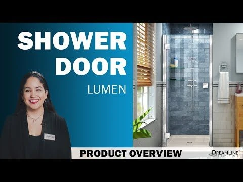 DreamLine Lumen 42 Inch D X 42 Inch W By 74-3/4 Inch H Hinged Shower Door With Center Drain Shower Base - Image 2