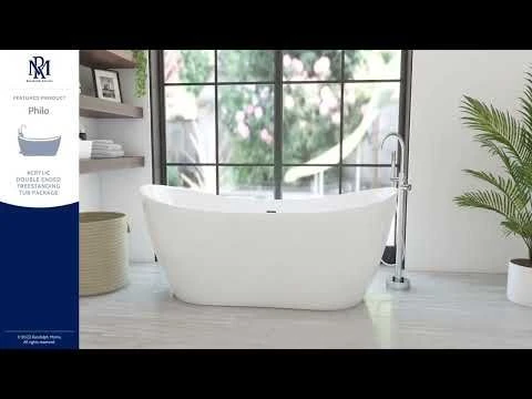Philo Acrylic Double Slipper Freestanding Tub Package - Image 2