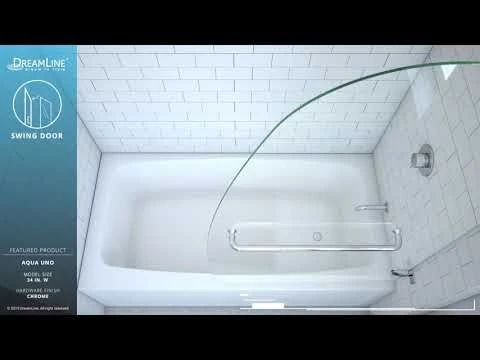 DreamLine Aqua Uno 34 Inch W X 58 Inch H Frameless Hinged Tub Door - Image 2