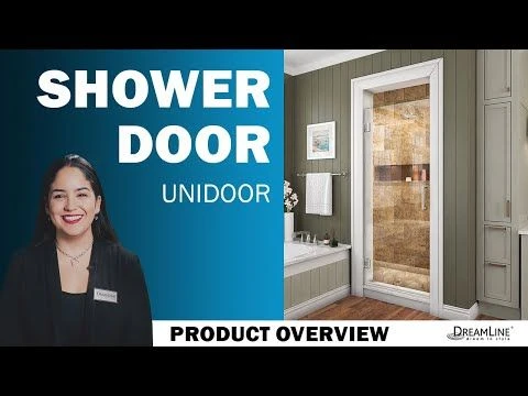 DreamLine Unidoor 51-52 Inch W X 72 Inch H Frameless Hinged Shower Door With Shelves - Image 5
