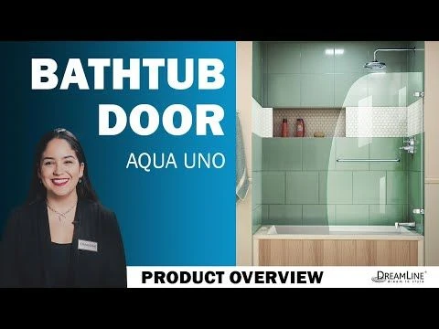 DreamLine Aqua Uno 34 Inch W X 58 Inch H Frameless Hinged Tub Door - Image 6