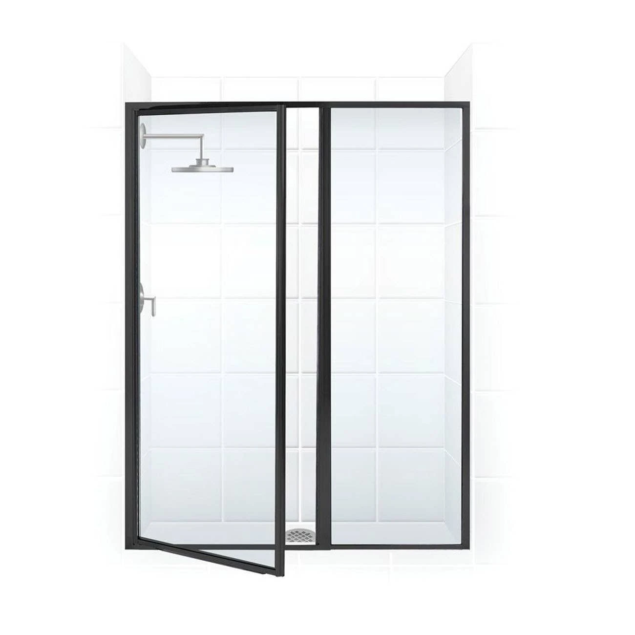 Legend 43-1/2 In. To 45 In. X 66 In. Framed Hinged Swing Shower Door With Inline Panel In Matte Black With Clear Glass - Image 2