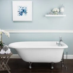 Heritage 60 Inch Cast Iron Classic Clawfoot Tub - Wall Faucet Drillings